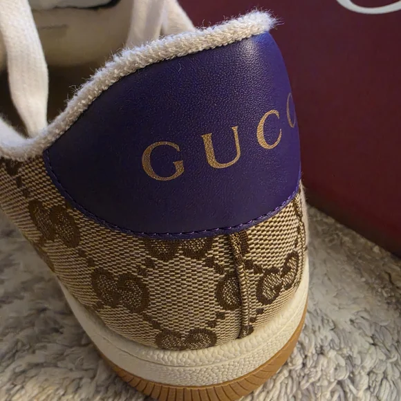 Gucci GG Supreme Web Stripe Leather & Monogram Sneaker - Beige/White/Green/Red - Picture 5 of 8